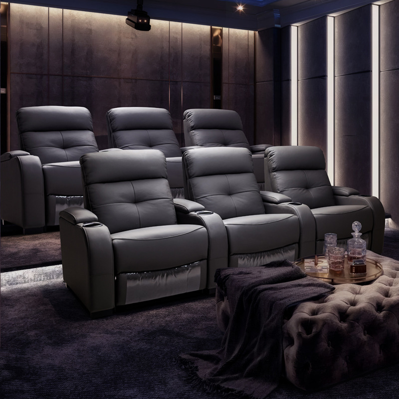 别墅家庭电影院影视厅影吧真皮沙发电动单人功能舱椅影剧院家具